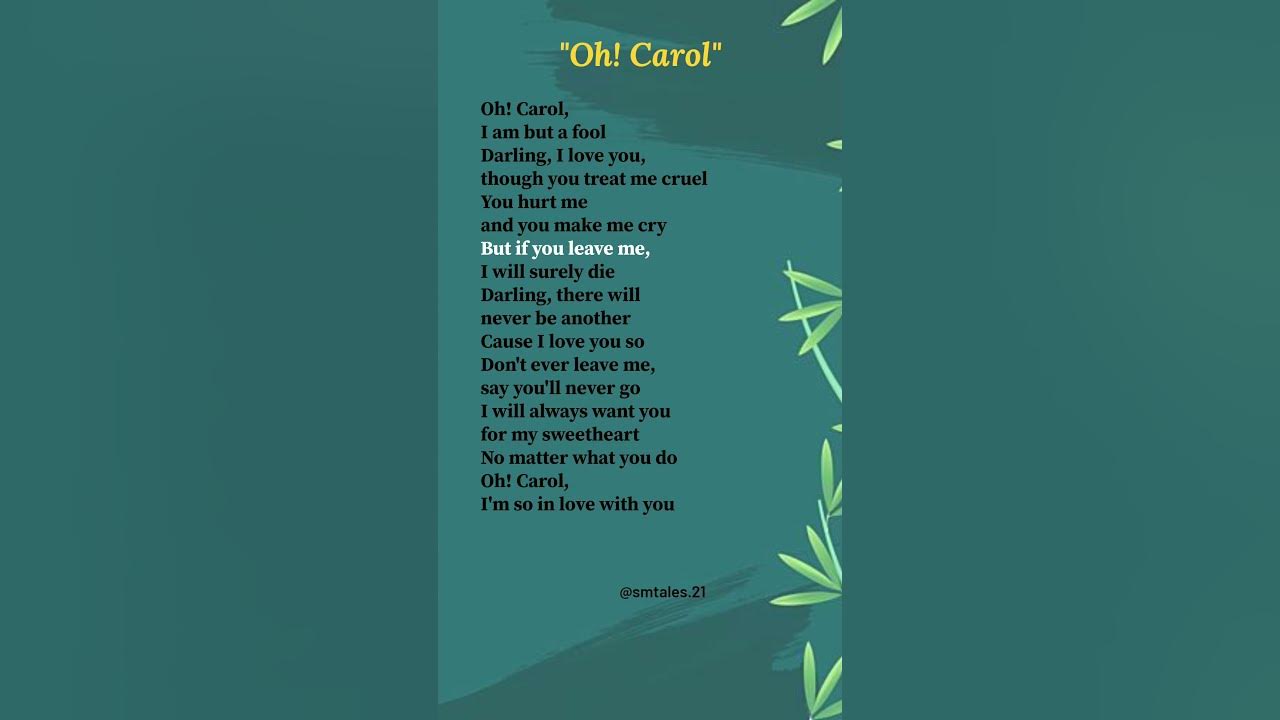 Oh! Carol lyrics (Verse-1) - ‪‪‪Neil Sedaka #lyrics #song #ohcarol #80smusic
