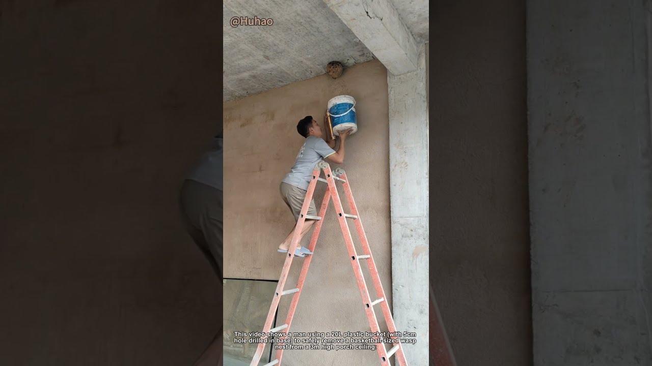  Man Removes Wasp Nest With DIY Bucket Trap Innovative Pest Control Method