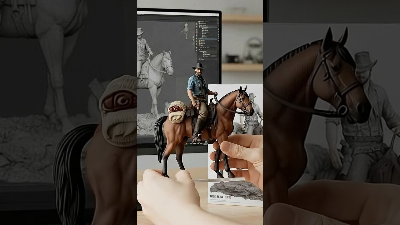 Nano Banana Figure - Ep. 02: Arthur Morgan #satisfying #asmr #ai #veo3 #actionfigure