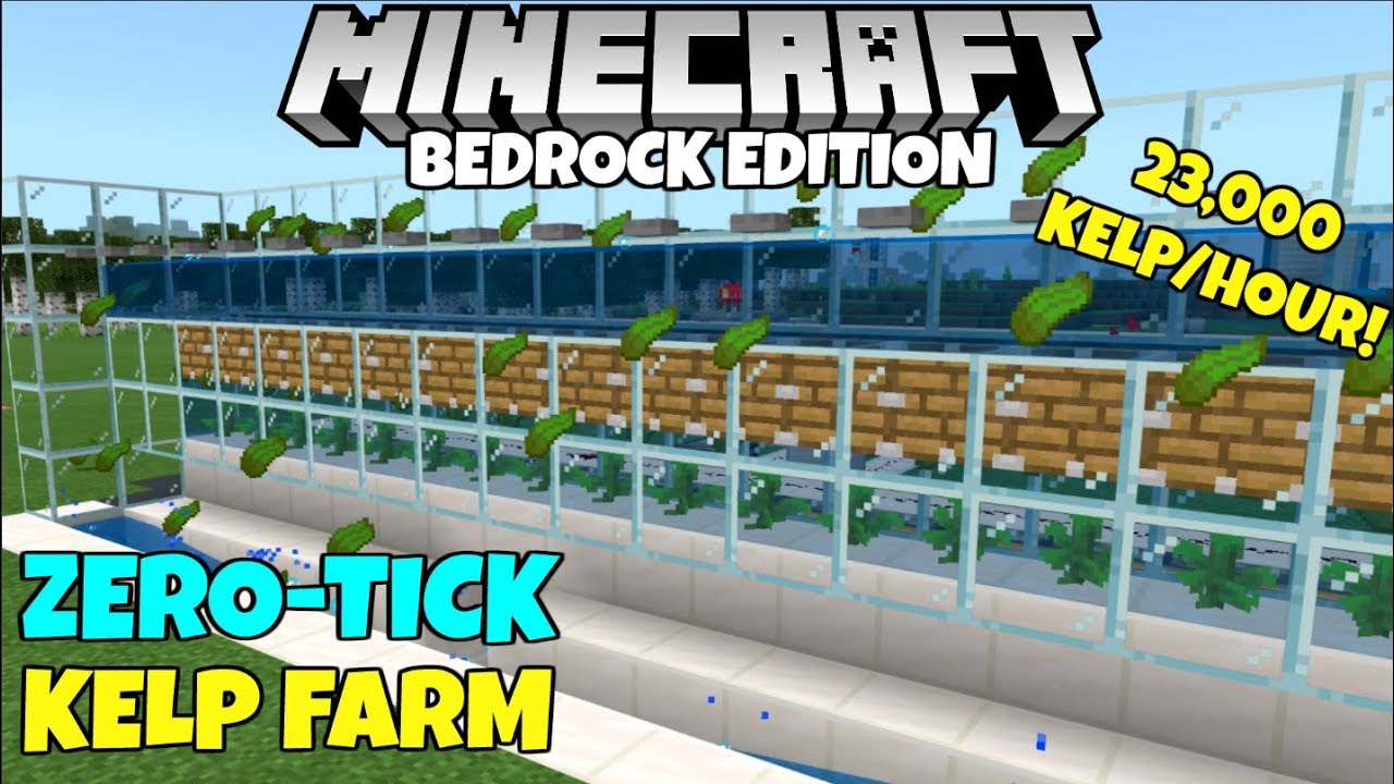Minecraft Bedrock: (Broken) Zero-Tick Kelp Farm Tutorial! Instant Kelp