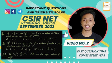 CSIR NET September 2022 Important Question Series ||Video no - 2||learn MATHEMATICS
