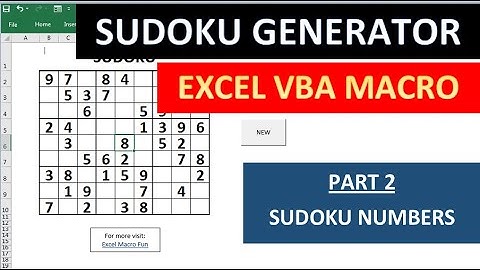 Excel Sudoku Generator (Part 2/3)