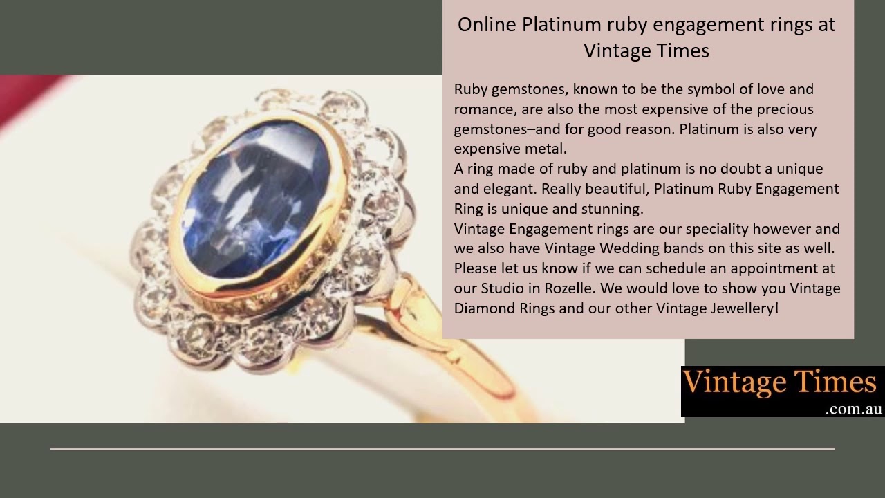 Online Platinum ruby engagement rings at Vintage Times