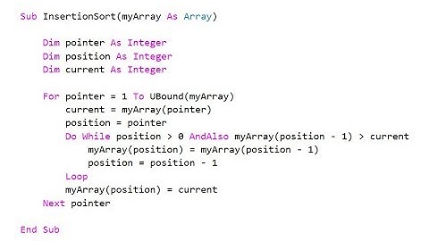Insertion Sort VB.NET Implementation