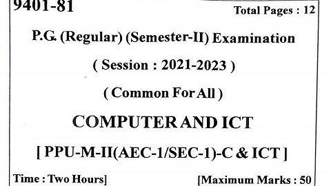 PPU P.G Regular Sem-2 papers  Also Computer and IT skills Questions Of PPU. question paper 2023
