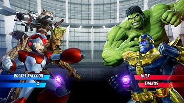 Rocket Raccoon & Megaman X vs Hulk & Thanos (Very Hard) Marvel vs Capcom | 4K UHD Gameplay