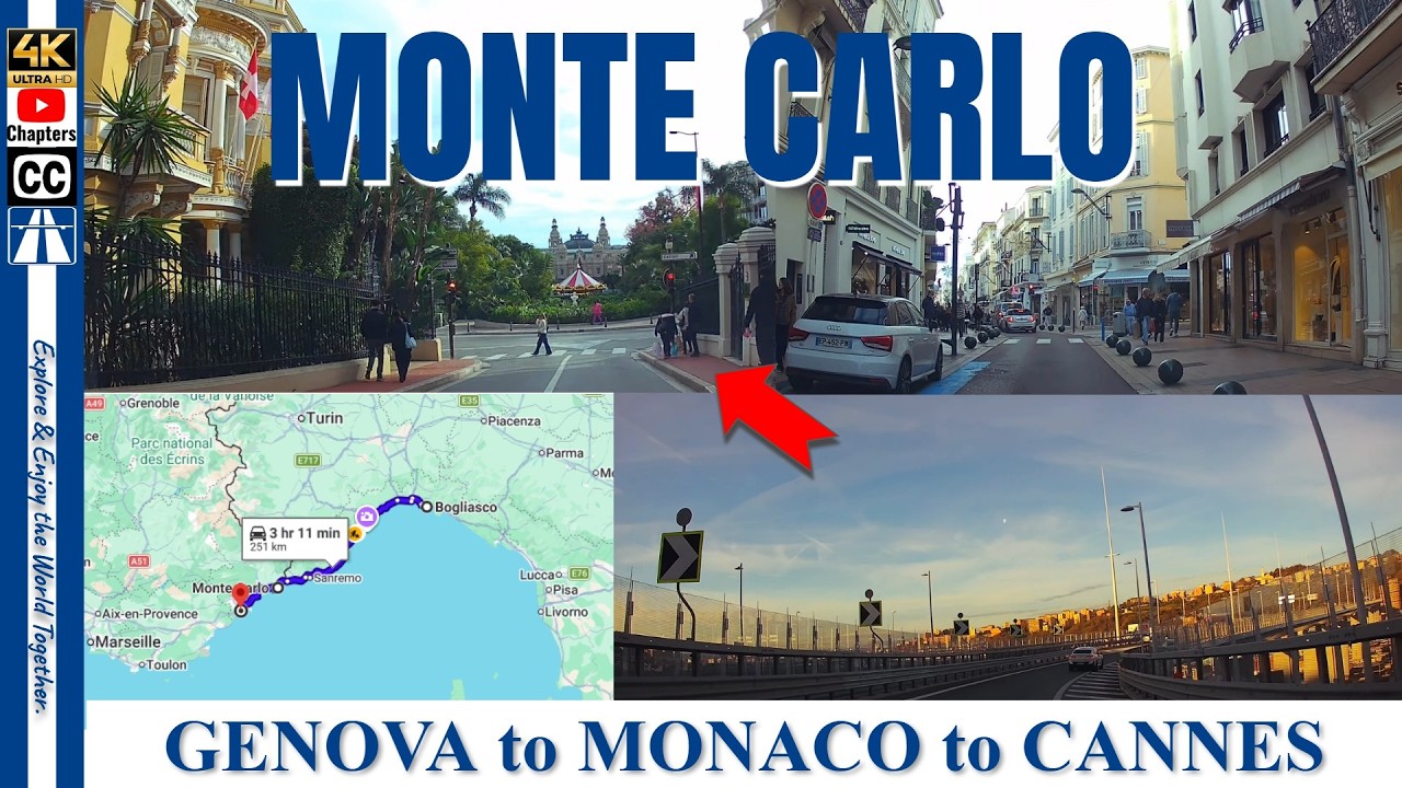 Driving Italy to France: Genoa to Cannes via Monaco F1 Circuit (SS1, E80, A8) | 4K 60 FPS DASHCAM