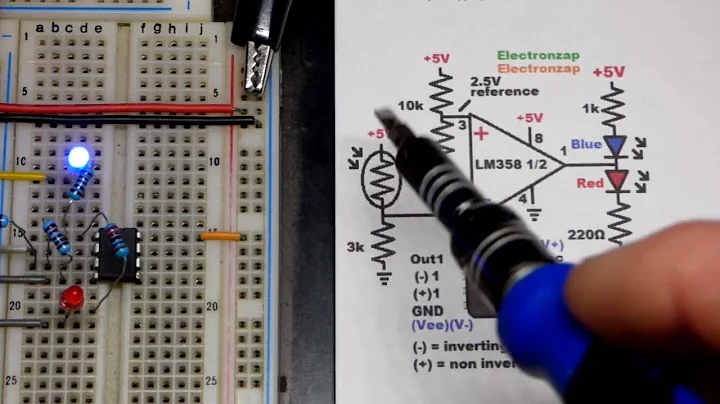 LDR controlled Inverting Op Amp Comparator circuit using LM358 Operational Amplifier