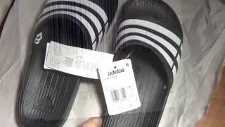 adidas Duramo Slide On Beach \u0026 Pool Shoes close look - YouTube