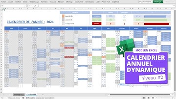 Créer un calendrier dynamique annuel #2 (complexe mais complet) - Tuto Excel