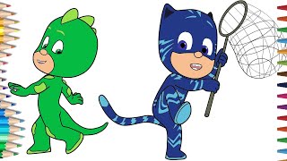 PJ Masks  | رسم و تلوين ابطال بلباس النوم   | رسم و تلوين الابطال المقنعون | رسم و تلوين للصغار