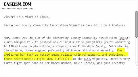 Richardson County Community Association Vignettes Case Solution & Analysis- Caseism.com