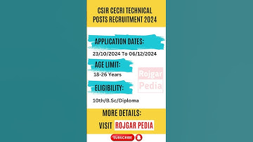 CSIR CECRI Technical Posts Recruitment 2024 #naukri #job