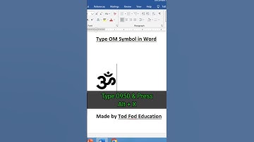 OM Symbol in msword - MS Word Tips & Tricks from @todfodeducation