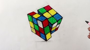 #How to Draw 3 Point Perspective # how to draw a 3d Rubik’s cube #BS Drawing & Art