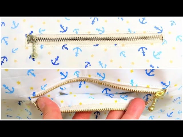 ファスナーポケット 作り方 zipper pocket　裏まで綺麗な縫い代の見えない作り方