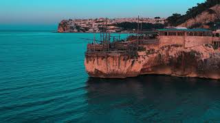 Aerial 4K Drone Video of  a Trabucco Restaurant in Peschici, Gargano, Puglia, Italy