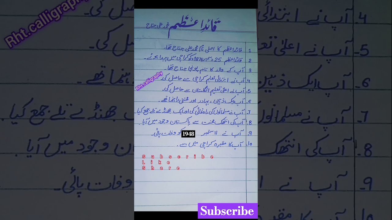 Quaid E Azam Essay In Urdu 25 December Speech On