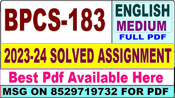 BPCS 183 solved assignment 2023-24 || bpcs 183 solved assignment 2024 in English || bpcs 183 english
