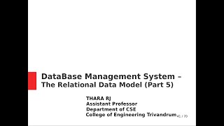 L23 (DBMS) :  Relational Model (part-5)