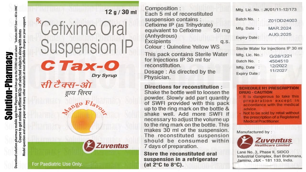 C Tax-O Dry Syrup | Cefixime 500 Syrup | Treatment of Infections in Children I Antibacterial Syrup
