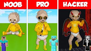 BABY IN YELLOW STATUE HOUSE BUILD CHALLENGE - NOOB vs PRO vs HACKER \/ Minecraft Battle Animation