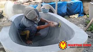 Pembuatan Wastafel dan Bathhub Batu Kali Martha Onix Tulungagung