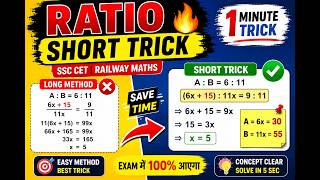 Ratio Trick Questions 2026 | SSC CET Maths Short Trick | Easy Method for Exams🔥