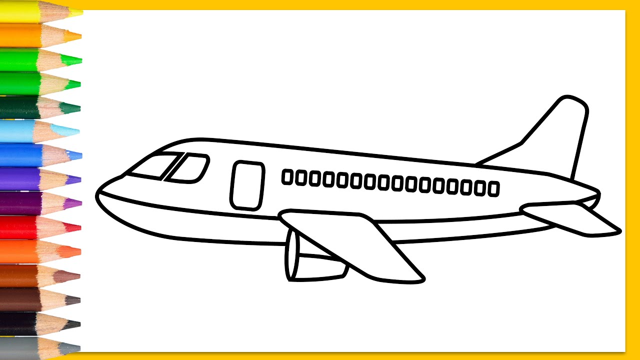 How to draw airplane simple learn drawing step by step with draw easy