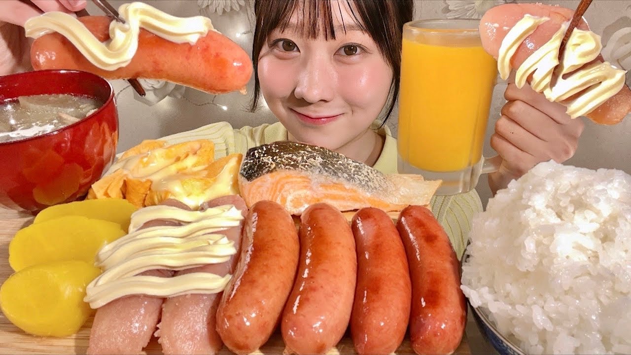 ASMR Tarako Mayo Sausage Grilled Salmon Cheese Omelet Tonjiru【Mukbang】【English Subtitles】