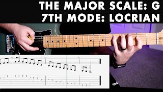 G Major Scale Guitar - 7th Mode: Locrian With Tabs