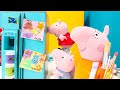 Çizgi film oyuncak videoları! Peppa Pig ve George baskı boya ile resim yapıyorlar!