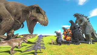 EVOLUTION of Godzilla 2014 VS T Rex Size Comparison Godzilla - Animal Revolt Battle Simulator