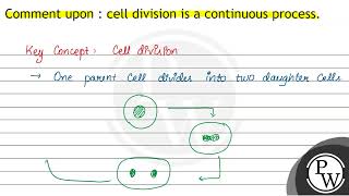 Comment upon : cell division is a continuous process.