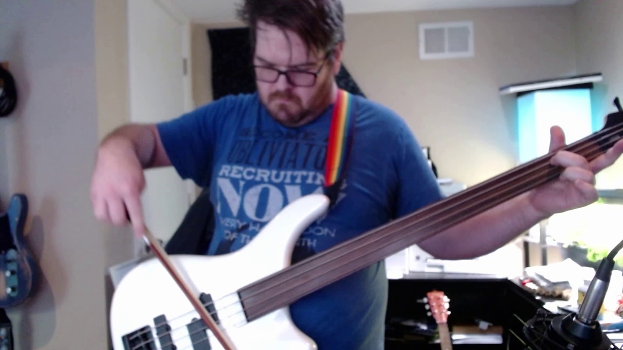 This is me playing a fretless bass with a crappy violin bow. YouTube