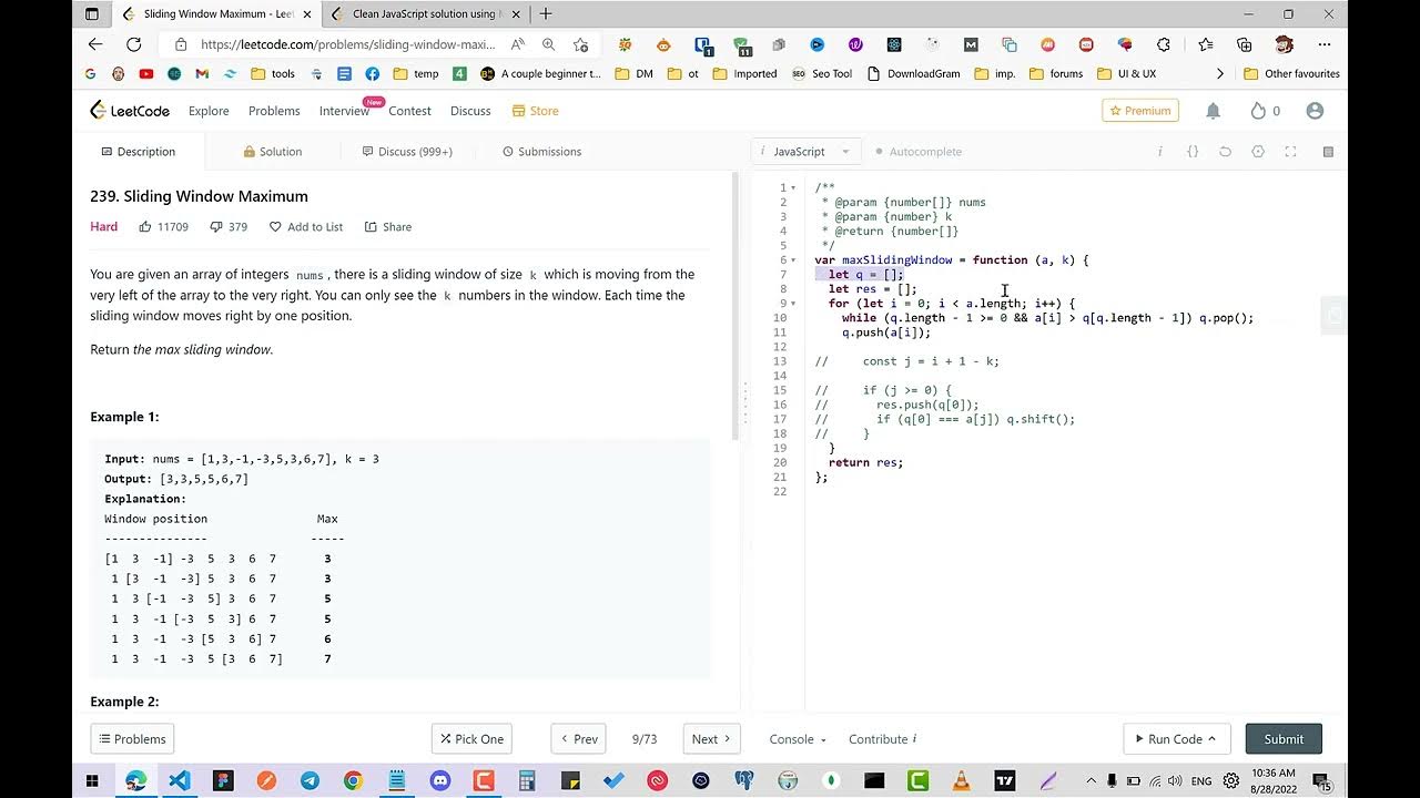 sliding window maximum leetcode JavaScript in hindi using stack YouTube