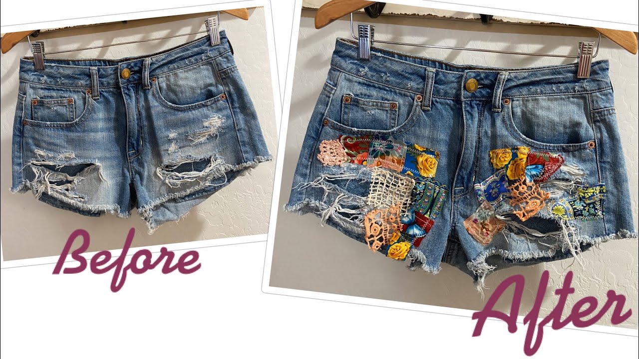 Upcycle Your Denim Shorts✨Stress Reliever ✨ DIY/ Recycle ♻️♻️