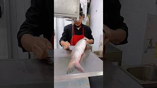 Cutting Huge Mrigal Carp Fish with Electric Bone Saw Machine