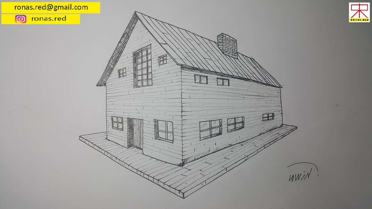 nasil iki noktali perspektif kullanilarak ev cizilir how to draw a house youtube perspektif drawing resim sanati
