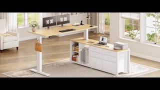 SEDETA 55.1 Inch L Shaped Electric Standing Desk Height Adjustable Sit Stand Office Computer Desk