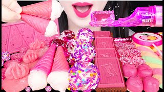 ASMR PINK FOOD *LIGHT TOOTHBRUSH POP, STRAWBERRY HERSHEY'S CHOCOLATE 반짝반짝 불빛 칫솔 캔디 먹방 JANE ASMR 제인