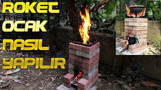 Roket Ocak Nasıl Yapılır ?  | NOHUTLU MANTAR YEMEĞİ |( DIY ) Brick Rocket Stove