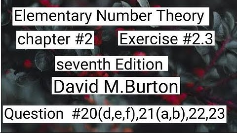 Number Theory #2.3 #solution #mathmatics # question  20(d,e,f)21(a,b),22,23