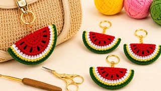 🍉 This Tiny Crochet Watermelon Makes the Perfect Bag Charm! 👜