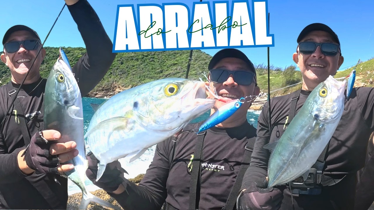 MAR AGITADO e VENTO FORTE em ARRAIAL DO CABO! 🌊 PESCARIA COSTEIRA com MUITO PEIXE e AÇÃO! #fishing