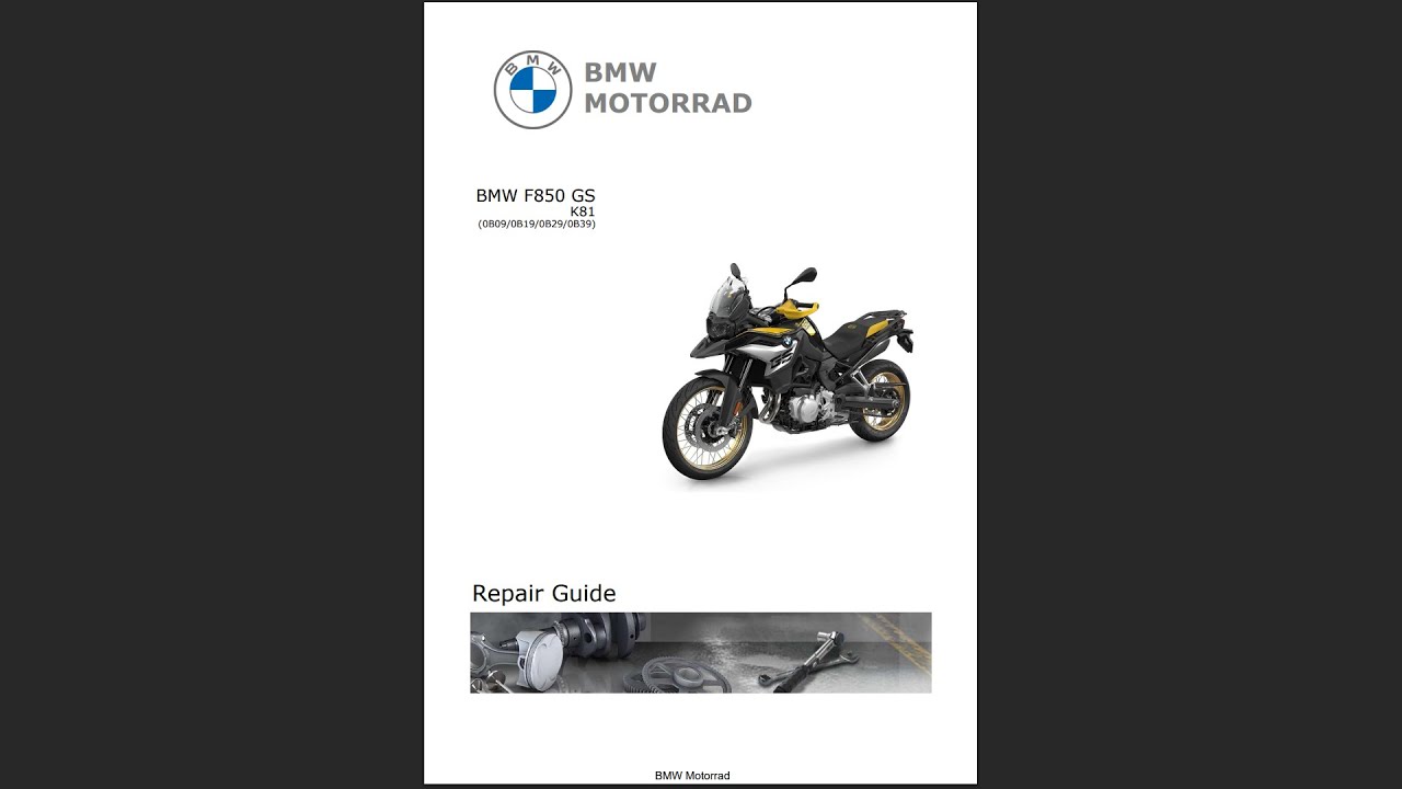 BMW F850 GS K81 2019-2023 Service Workshop Repair Manual Download