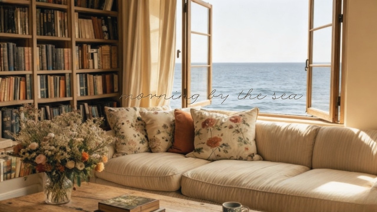 slow piano jazz for a peaceful morning at the cottage ☕ (ocean waves & coffee)