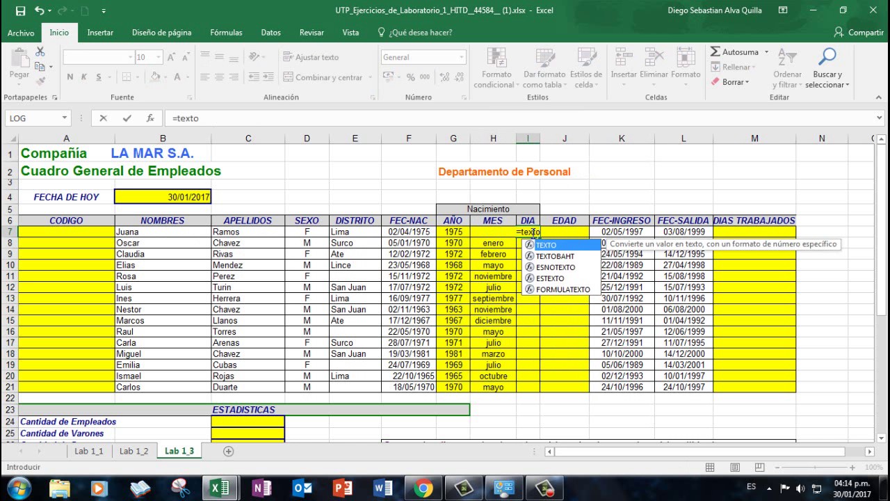 Calificación Sierra Orbita Ejercicios de Excel - Fórmulas - YouTube