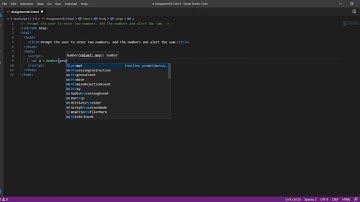 Prompt the user to enter two numbers. Add the numbers and alert the sum | JavaScript