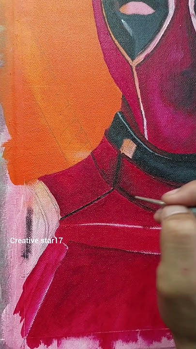 Make Deadpool drawing on canvas part–4 #shorts #deadpoolart #deadpool # ...